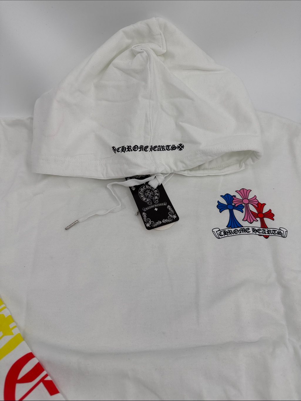 Chrome White Hooded Sweatshirt With Multicolor Sleeve Graphics — image 2 of 8
